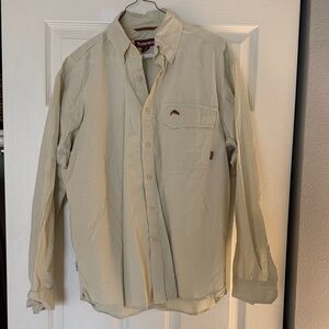 Simms Men's Tan Checkered Button-Down Shirt